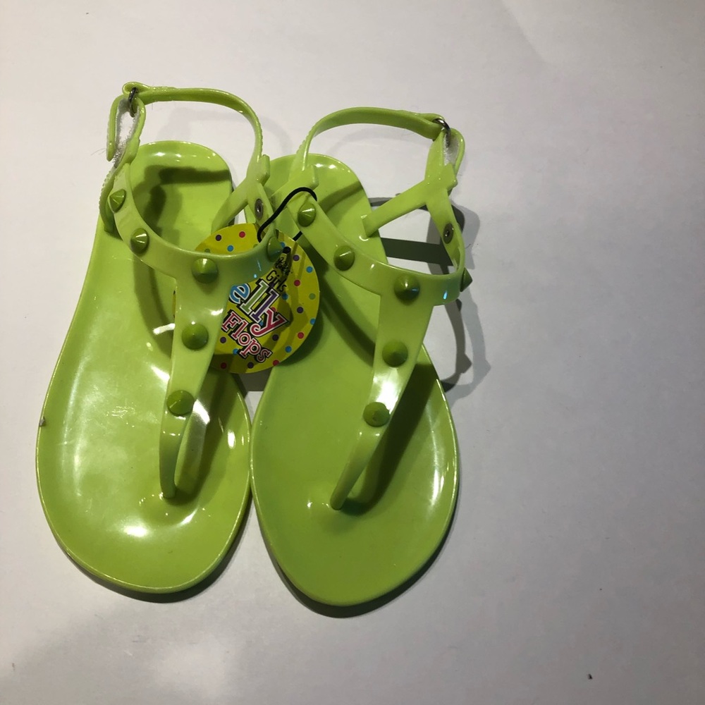 📦big girls size 1/2 jelly flip flop green neon - Picture 1 of 3